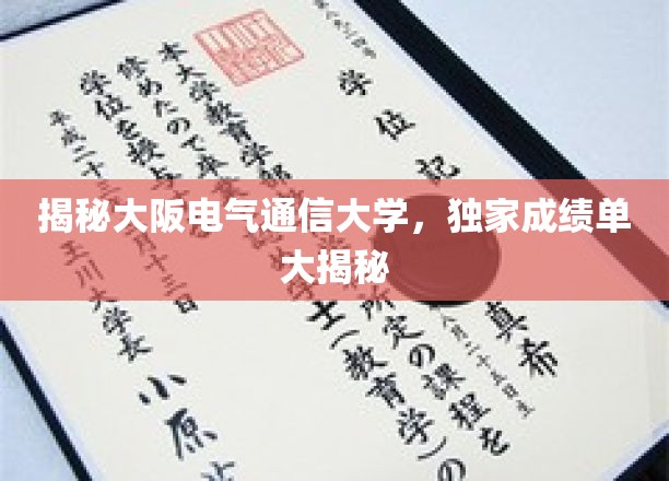 揭秘大阪电气通信大学，独家成绩单大揭秘