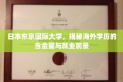 海外学历的价值揭秘，东京国际大学毕业生就业前景大剖析