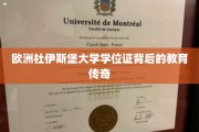 探寻杜伊斯堡大学学位证的神秘教育之旅