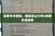 解码富山大学U，探寻学术巅峰的秘密成就