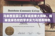 马来西亚国立大学，探秘学术殿堂的秘密与全球教育实力风采