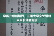 跨越学历壁垒，三重文凭塑造未来职场精英新趋势