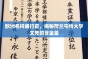 荷兰屯特大学文凭，欧洲名校的黄金钥匙