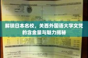 日本关西外语学府魅力解析，揭秘关外大文凭的全球价值与影响力
