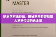 欧洲教育金钥匙，东斯特劳斯堡大学学位证的非凡价值