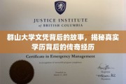 群山深处，学历传奇，探寻群大文凭背后的非凡旅程