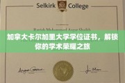 解锁荣耀，加拿大卡尔加里大学学位证书，成就非凡学术之旅