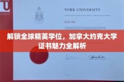 全球视野下的精英通行证，约克大学证书魅力揭秘之旅