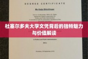 揭开杜塞尔多夫大学文凭的全球吸引力与深层价值密码