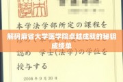 探寻麻省大学医学院辉煌成就背后的独特密码