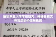 东北名校之光，探索东北大学学位的潜在价值与无限机遇