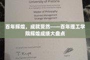 百年筑梦，荣耀迭起——探寻百年理工学院璀璨成就之旅