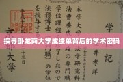 解码卧龙岗大学成绩单，揭示学术成就的秘密之门