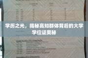 高学历背后的学位证迷局，揭秘高知群体的学术荣耀之路