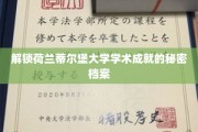 荷兰蒂尔堡大学，揭秘其卓越学术成就的神秘钥匙
