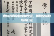 鹿特丹商学院荣耀证书，开启国际职场精英之路
