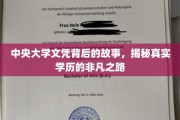学历背后的传奇，中央大学文凭的非凡溯源之旅
