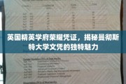 曼大荣耀，探索英国顶尖学府文凭的非凡风采