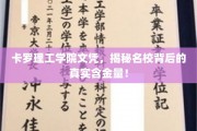 卡罗理工学院文凭深度解析，名校光环下的真实价值大揭秘