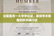 欧洲学府荣耀钥匙，里昂大学学位证，开启学术之旅