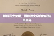 曼大荣耀揭秘，探寻世界顶尖学府的秘密成就