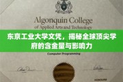 解码东京工业大学文凭，全球顶级学府的权威象征与深远影响