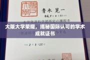 解锁大阪大学国际认可学术荣耀，见证非凡成就证书的非凡之路