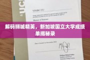 解码狮城智慧殿堂，新加坡国立大学成绩单背后的故事揭晓