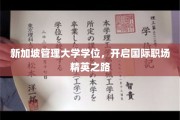 新加坡管理大学学位，通往全球职场巅峰的通行证