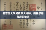 名古屋大学学霸养成记，揭开成绩单背后的奥秘