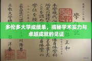 多伦多大学成绩单，窥探学术荣耀的深度解读