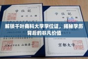 千叶商科大学学位证背后的秘密，解锁你的非凡未来