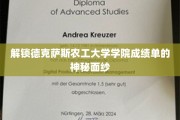 揭开德克萨斯农工大学成绩单的神秘面纱