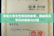探寻浜松大学文凭，揭秘学历背后的真实力量与价值