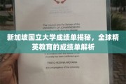 解码狮城学府，新加坡国立大学成绩单背后的全球教育视野