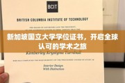 新加坡国立大学文凭，通往国际舞台的通行证