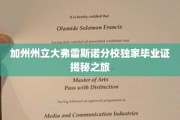 探索加州州立大弗雷斯诺分校，独家毕业证背后的传奇之旅