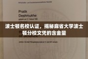 波士顿精英学府认证，深度解析麻省大学波士顿文凭价值