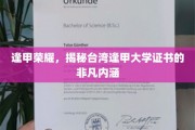 解码逢甲荣耀，探寻台湾逢甲大学证书背后的卓越价值