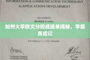加州学霸养成记，揭秘加州大学欧文分校成绩单背后的秘密