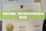 马歇尔荣耀，名校文凭背后的非凡魅力与价值