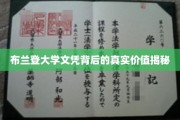 揭开布兰登大学文凭的深层价值之谜