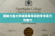 探寻大阪大学成绩单背后的学术风采与卓越实力