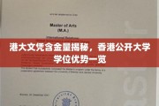 港大文凭价值大揭秘，香港公开大学学位魅力解析