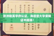 解锁学术巅峰，海德堡大学精英认证证书盛装亮相！