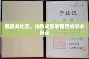 龙比亚成绩揭秘，探寻学术界的隐秘故事