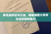 湖南大学学位证，解码韩流高校证书的非凡风采