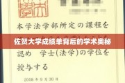 解码佐贺大学成绩单，探寻学术成就的神秘面纱