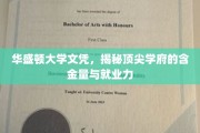 华盛顿大学文凭背后的价值，揭秘顶尖学府的职场通行证