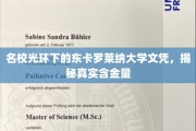 东卡罗莱纳大学文凭背后，揭秘名校光环下的真实价值